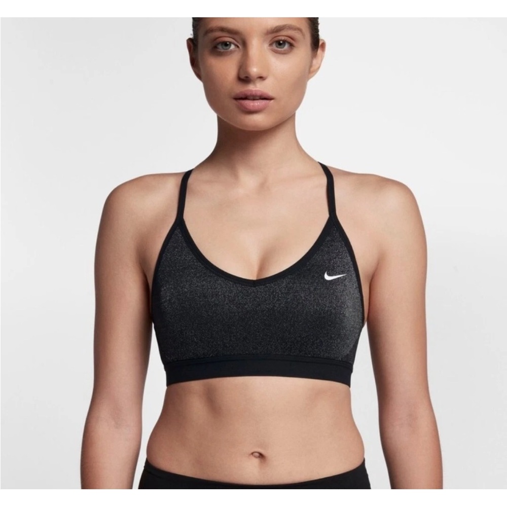 Nike Indy Sparkle Women’s‎ Sports Bra Black Silver Medium